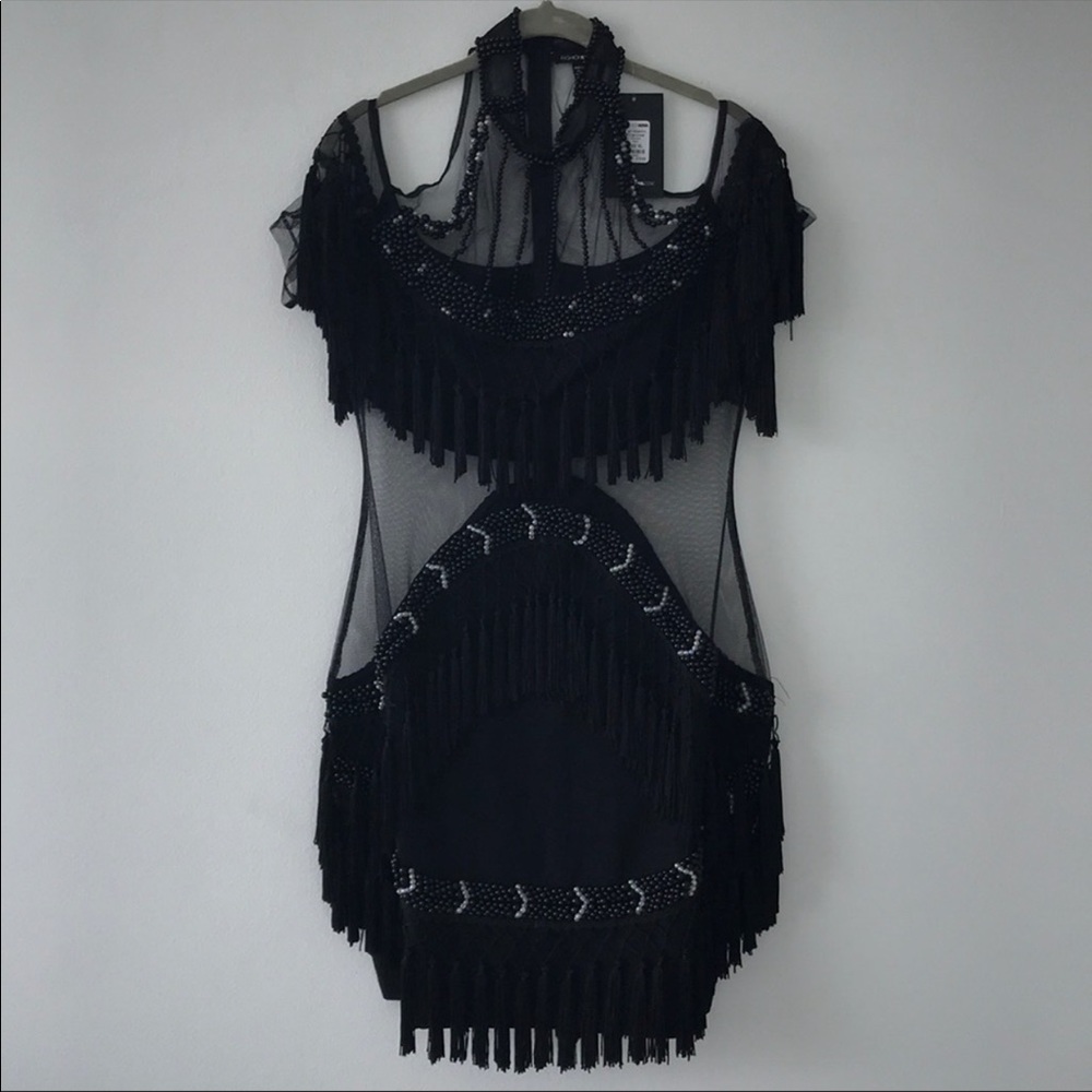 NWT Beaded/Mesh Mini Dress - Picture 1 of 3